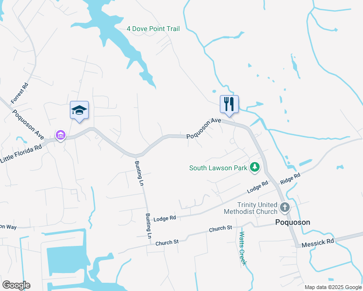 map of restaurants, bars, coffee shops, grocery stores, and more near 1112 Poquoson Avenue in Poquoson