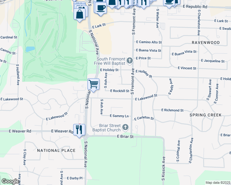 map of restaurants, bars, coffee shops, grocery stores, and more near 1306 E Rockhill St in Springfield