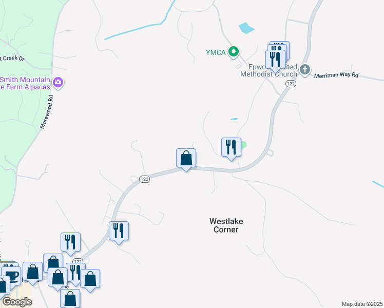 map of restaurants, bars, coffee shops, grocery stores, and more near 14107 Booker T Washington Highway in Moneta