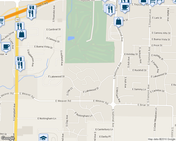 map of restaurants, bars, coffee shops, grocery stores, and more near 956 E Ironbridge Circle North in Springfield