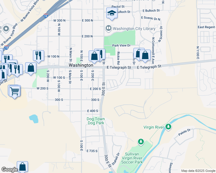 map of restaurants, bars, coffee shops, grocery stores, and more near 448 East Telegraph Street in Washington