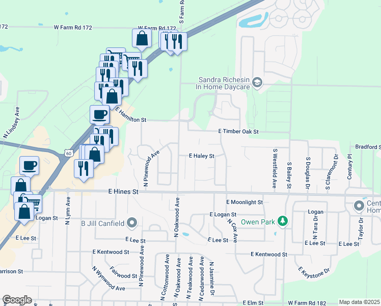 map of restaurants, bars, coffee shops, grocery stores, and more near 2013 East Haley Street in Republic