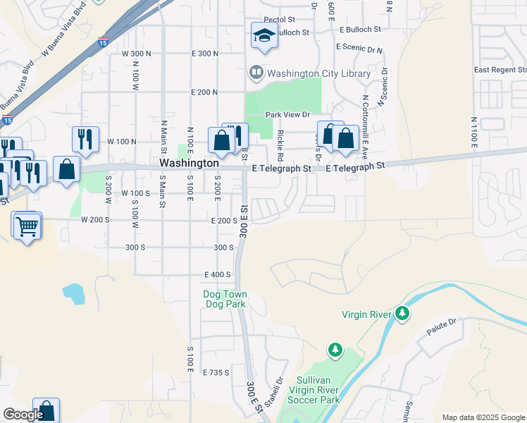 map of restaurants, bars, coffee shops, grocery stores, and more near 448 East Telegraph Street in Washington