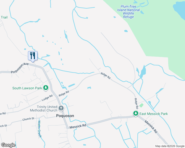 map of restaurants, bars, coffee shops, grocery stores, and more near 85 Ridge Road in Poquoson