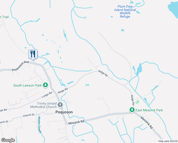 map of restaurants, bars, coffee shops, grocery stores, and more near 85 Ridge Road in Poquoson