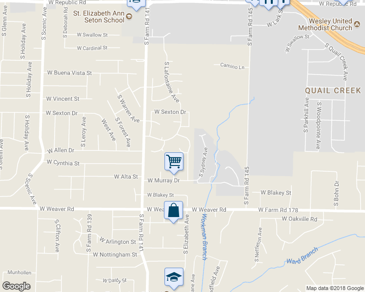 map of restaurants, bars, coffee shops, grocery stores, and more near 2043 West Willow Lakes Cove in Springfield