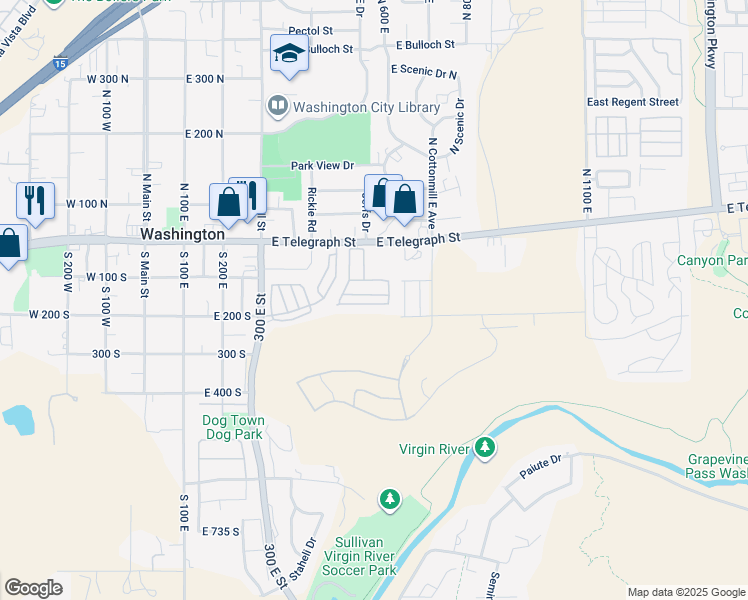 map of restaurants, bars, coffee shops, grocery stores, and more near 504 East Telegraph Street in Washington