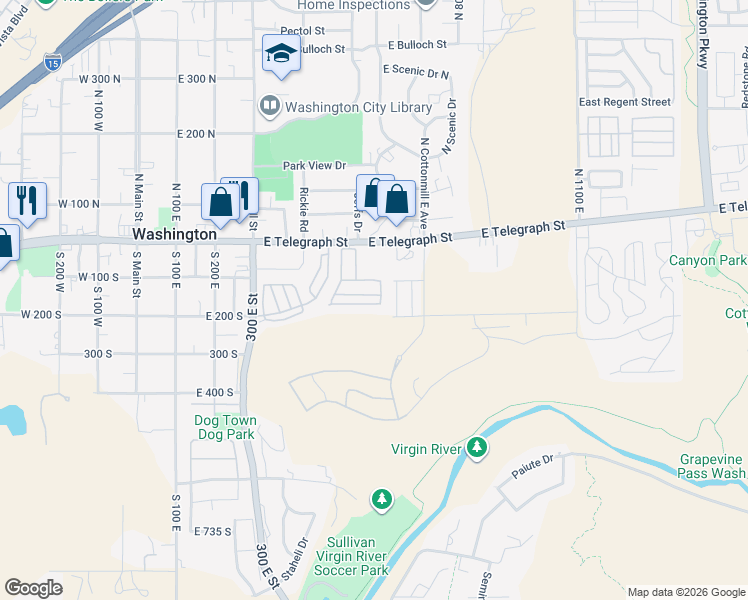 map of restaurants, bars, coffee shops, grocery stores, and more near 504 East Telegraph Street in Washington