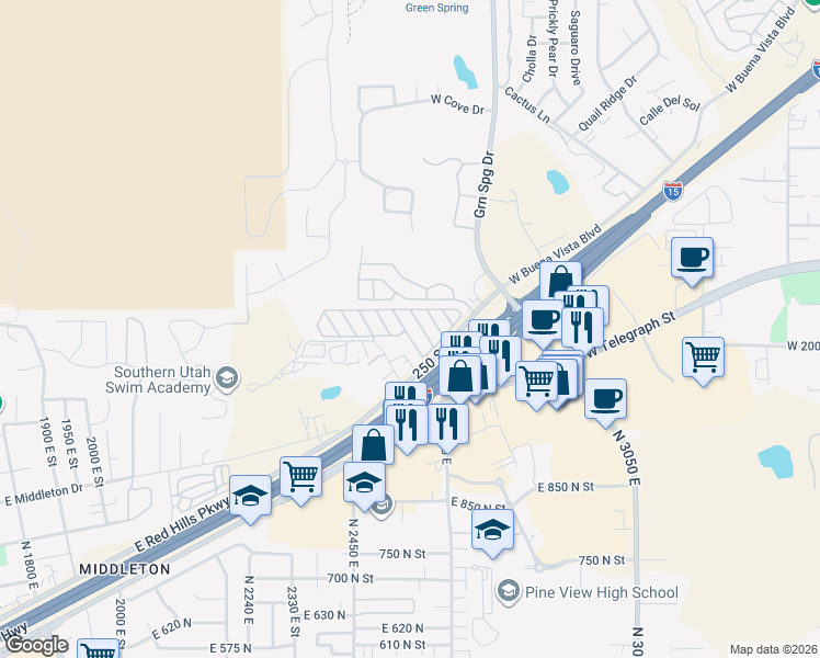 map of restaurants, bars, coffee shops, grocery stores, and more near Unnamed Road in Washington