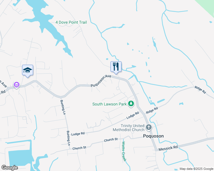 map of restaurants, bars, coffee shops, grocery stores, and more near 15 Pine Street in Poquoson