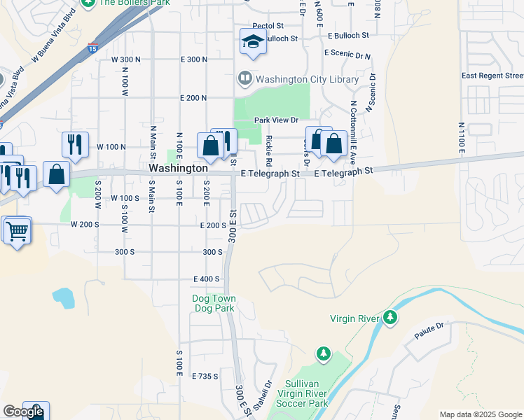 map of restaurants, bars, coffee shops, grocery stores, and more near 448 East Telegraph Street in Washington