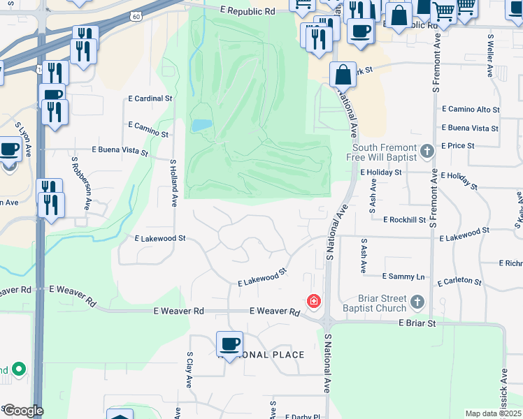 map of restaurants, bars, coffee shops, grocery stores, and more near 956 East Ironbridge Circle North in Springfield