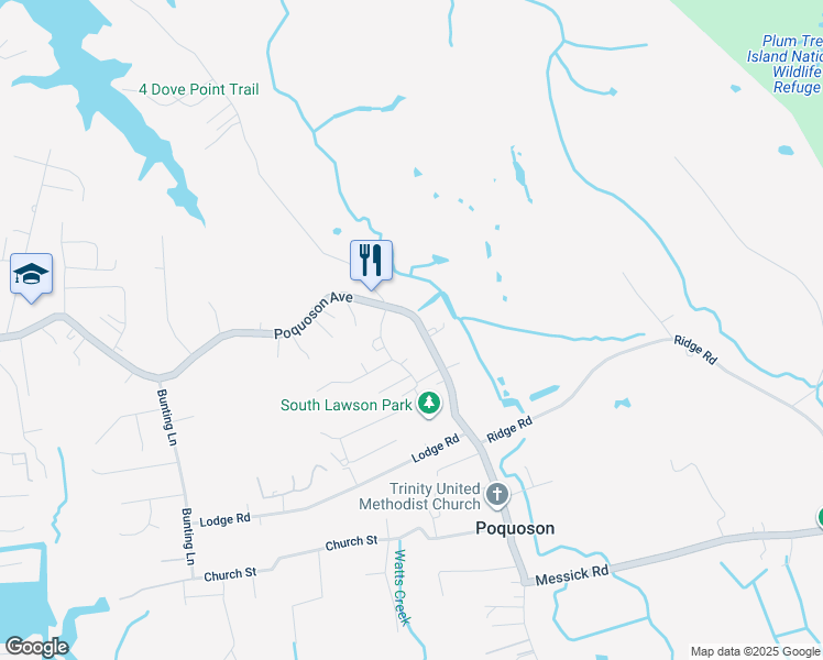map of restaurants, bars, coffee shops, grocery stores, and more near 1194 Poquoson Avenue in Poquoson