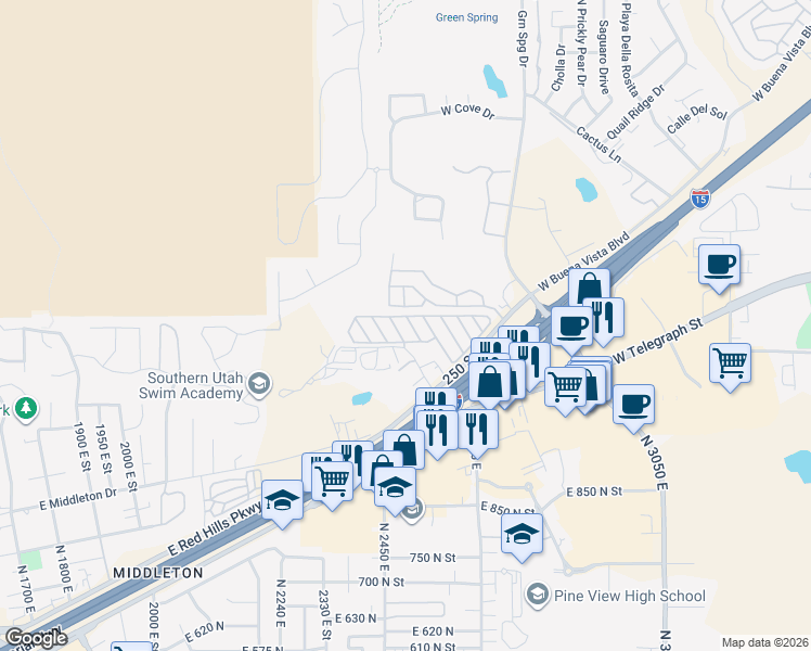 map of restaurants, bars, coffee shops, grocery stores, and more near 1290 Red Ledge Road in Washington