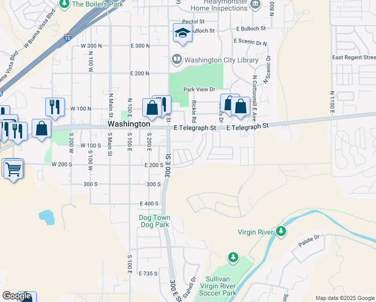 map of restaurants, bars, coffee shops, grocery stores, and more near 448 East Telegraph Street in Washington
