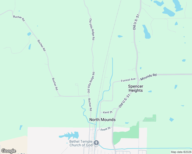 map of restaurants, bars, coffee shops, grocery stores, and more near 38 Old Villa Ridge Road in Mounds