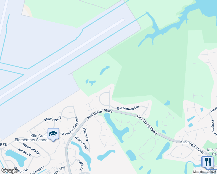 map of restaurants, bars, coffee shops, grocery stores, and more near 405 Lexington Court in Yorktown