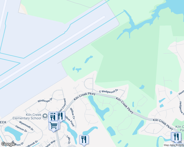 map of restaurants, bars, coffee shops, grocery stores, and more near 405 Lexington Court in Yorktown