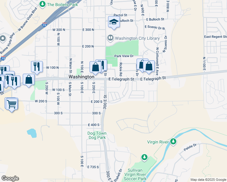 map of restaurants, bars, coffee shops, grocery stores, and more near 448 East Telegraph Street in Washington