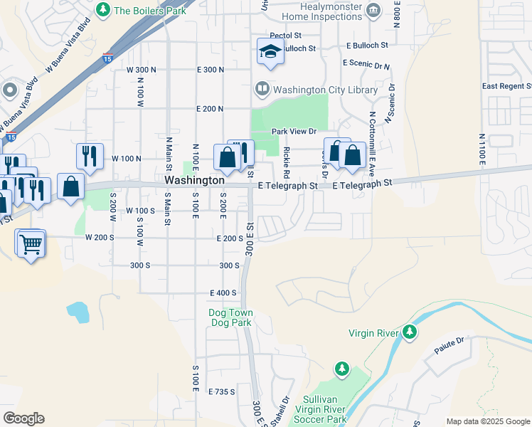 map of restaurants, bars, coffee shops, grocery stores, and more near 448 East Telegraph Street in Washington