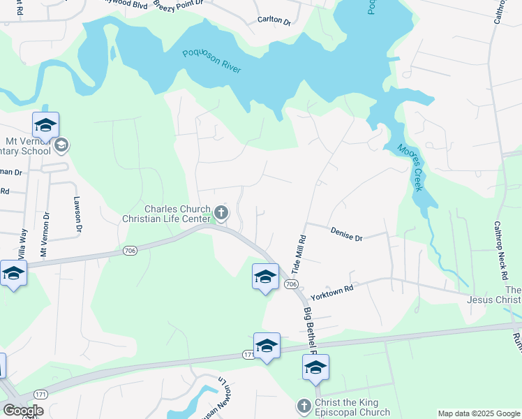 map of restaurants, bars, coffee shops, grocery stores, and more near 202 Worley Farm Trail in Tabb