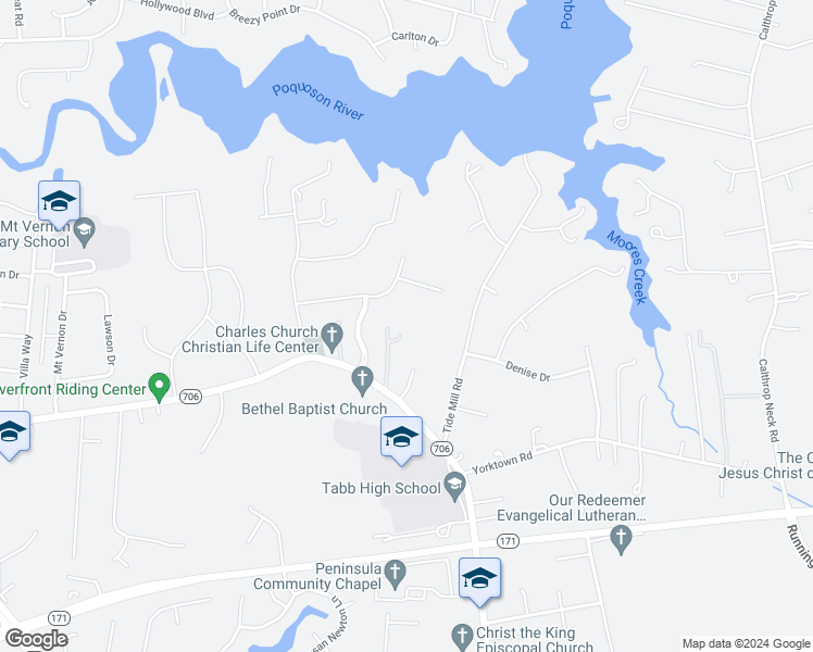 map of restaurants, bars, coffee shops, grocery stores, and more near 202 Worley Farm Trail in Tabb