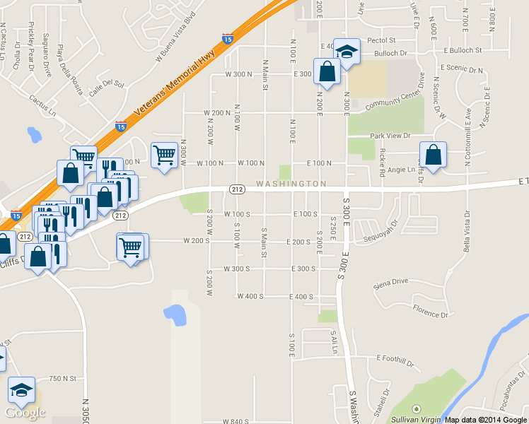 map of restaurants, bars, coffee shops, grocery stores, and more near 86 S Main St in Washington