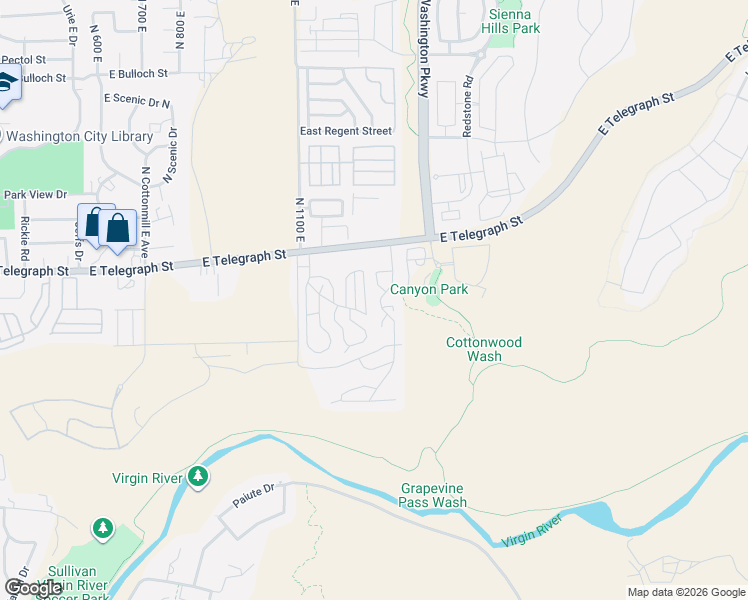 map of restaurants, bars, coffee shops, grocery stores, and more near 1360 East Telegraph Street in Washington