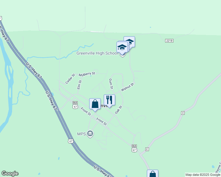 map of restaurants, bars, coffee shops, grocery stores, and more near 6 Briar Street in Greenville