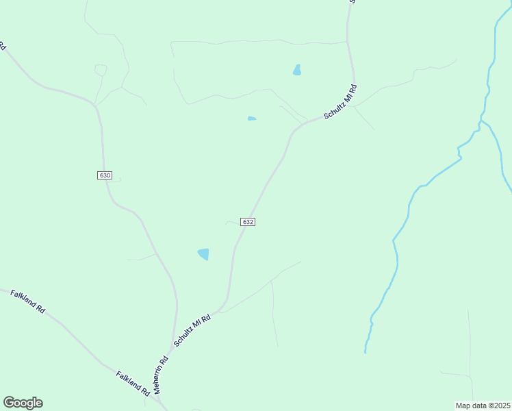 map of restaurants, bars, coffee shops, grocery stores, and more near County Road 632 in Meherrin