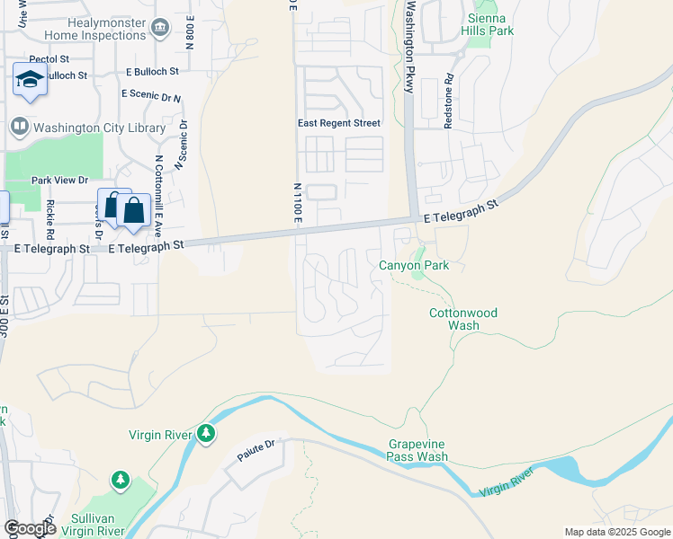 map of restaurants, bars, coffee shops, grocery stores, and more near 1160 East Telegraph Street in Washington