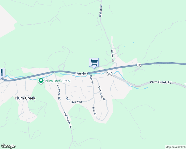 map of restaurants, bars, coffee shops, grocery stores, and more near 1513 Blair St in Christiansburg