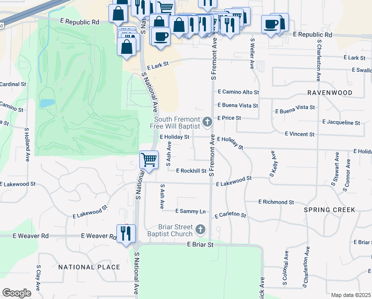 map of restaurants, bars, coffee shops, grocery stores, and more near 1314 East Marquette Court in Springfield
