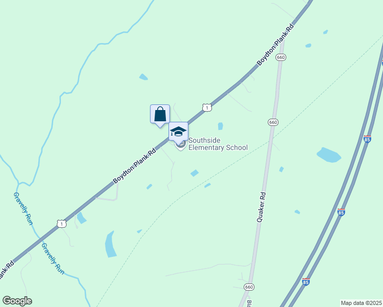 map of restaurants, bars, coffee shops, grocery stores, and more near 10305 Boydton Plank Road in Dinwiddie