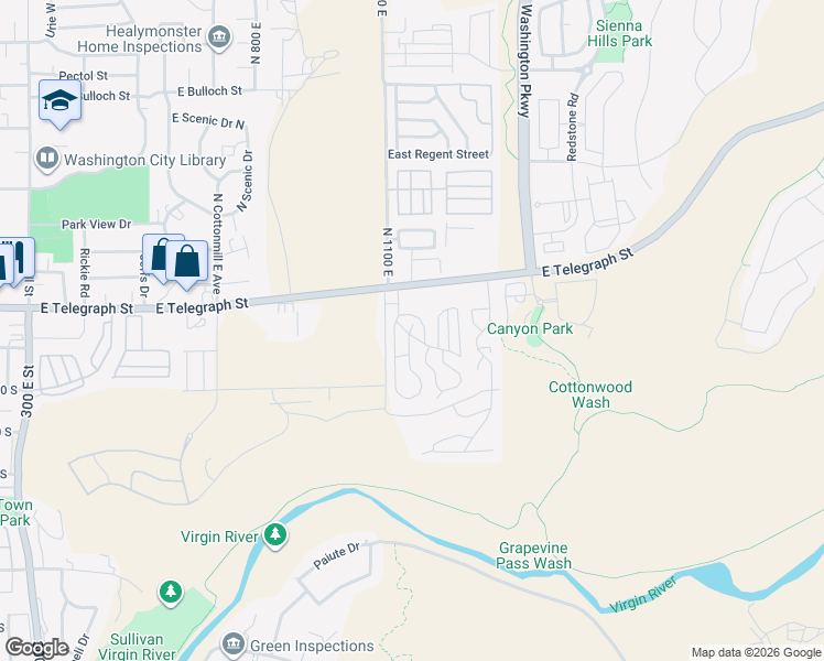map of restaurants, bars, coffee shops, grocery stores, and more near 1160 East Telegraph Road in Washington