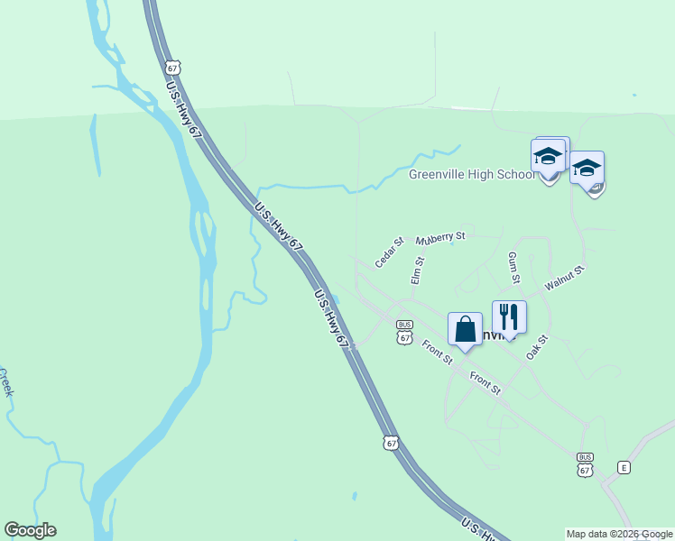 map of restaurants, bars, coffee shops, grocery stores, and more near 110 Hickory Street in Greenville
