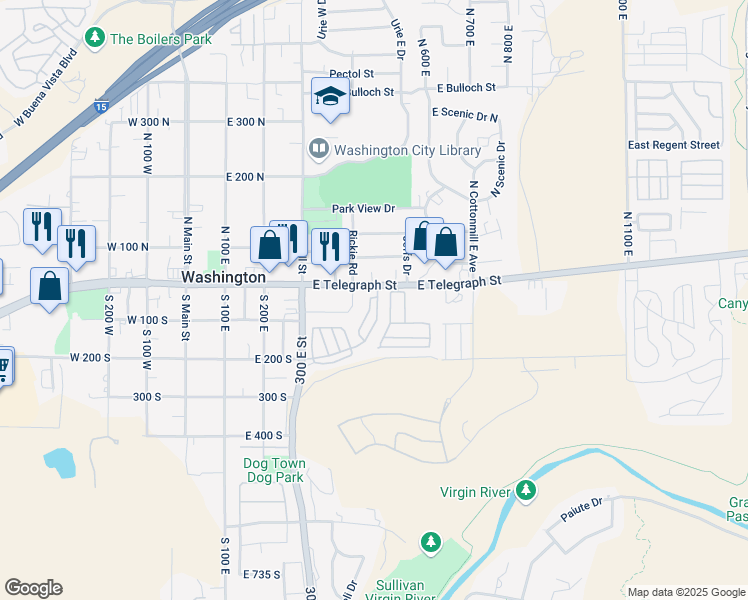 map of restaurants, bars, coffee shops, grocery stores, and more near 448 East Telegraph Street in Washington