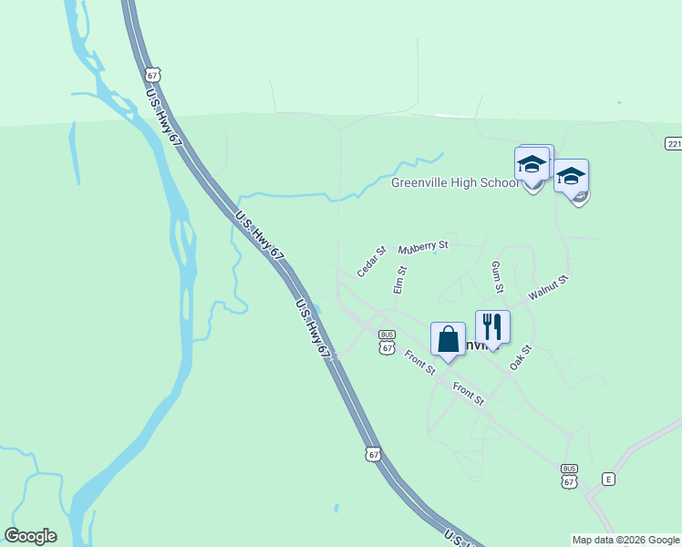 map of restaurants, bars, coffee shops, grocery stores, and more near 110 Hickory Street in Greenville