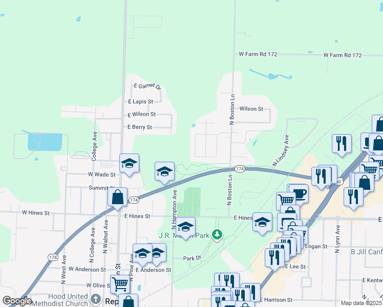 map of restaurants, bars, coffee shops, grocery stores, and more near 917 Evergreen Avenue in Republic