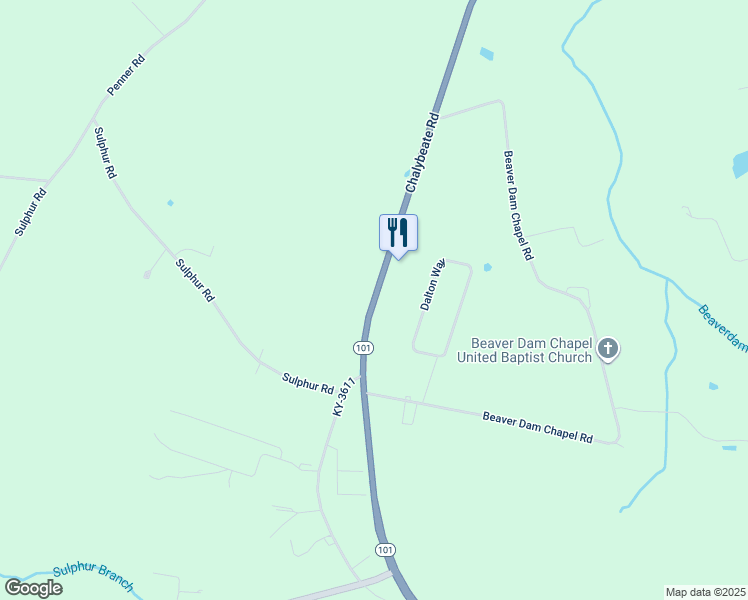 map of restaurants, bars, coffee shops, grocery stores, and more near Chalybeate Road in Edmonson County
