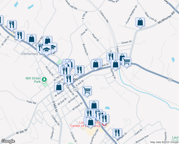 map of restaurants, bars, coffee shops, grocery stores, and more near in London