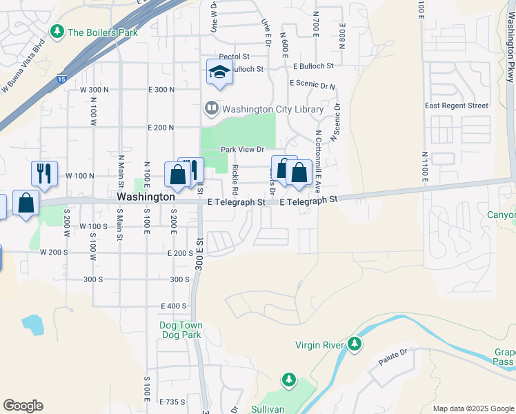 map of restaurants, bars, coffee shops, grocery stores, and more near 504 East Telegraph Street in Washington