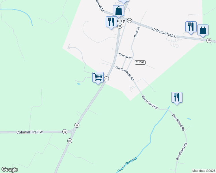 map of restaurants, bars, coffee shops, grocery stores, and more near 11426 Rolfe Highway in Elberon