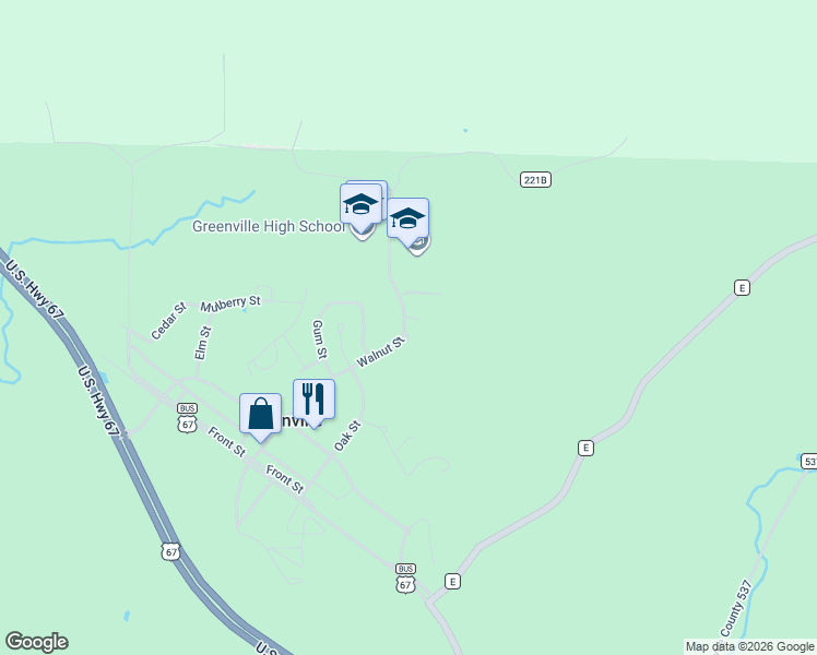 map of restaurants, bars, coffee shops, grocery stores, and more near 153 Walnut Street in Greenville