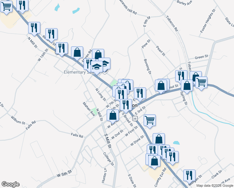 map of restaurants, bars, coffee shops, grocery stores, and more near 305 North Broad Street in London