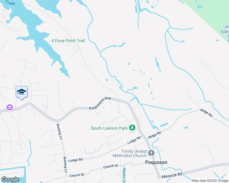 map of restaurants, bars, coffee shops, grocery stores, and more near 18 North Lawson Road in Poquoson