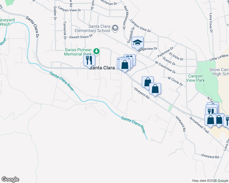 map of restaurants, bars, coffee shops, grocery stores, and more near 1311 Vernons St in Santa Clara