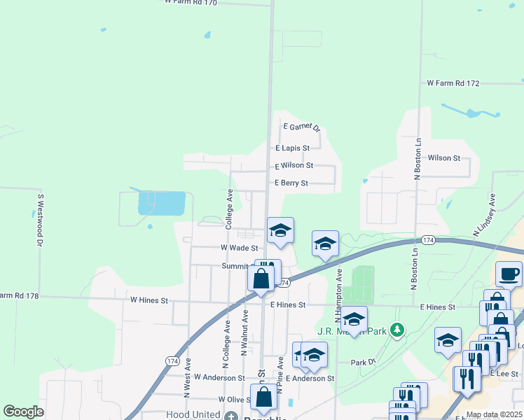 map of restaurants, bars, coffee shops, grocery stores, and more near 110 West Berry Street in Republic