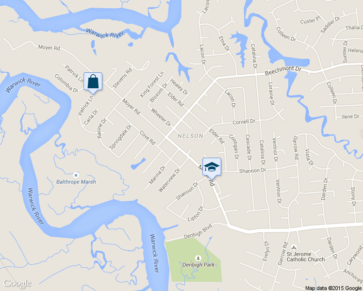 map of restaurants, bars, coffee shops, grocery stores, and more near 902 Moyer Road in Newport News