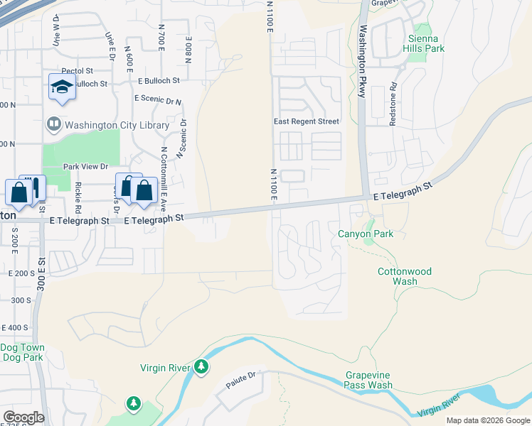 map of restaurants, bars, coffee shops, grocery stores, and more near 1080 East Telegraph Street in Washington